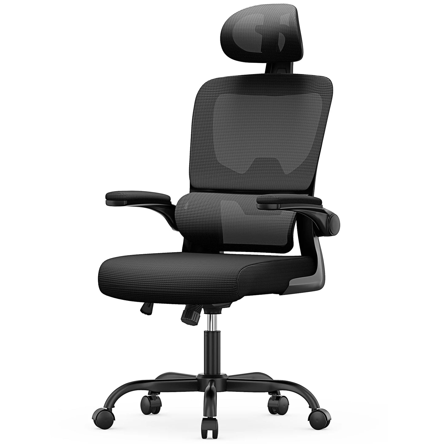 Ergonomic Office Chair Desk Chair with Folding Armrest Height-Adjustable Breathable Backrest Swivel Gaming Chair
