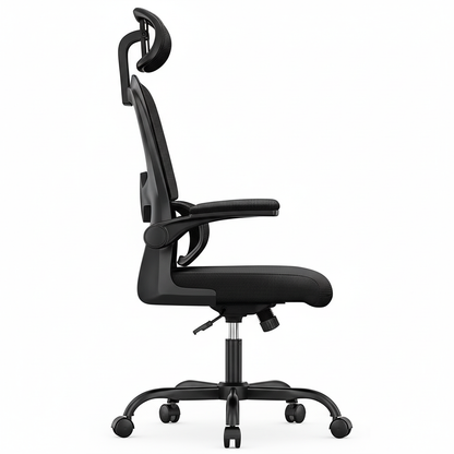 Ergonomic Office Chair Desk Chair with Folding Armrest Height-Adjustable Breathable Backrest Swivel Gaming Chair